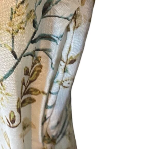 Cynthia Rowley Sz M Beige Sage Green Floral Linen Side Pocket Work Casual Dress - Picture 5 of 7